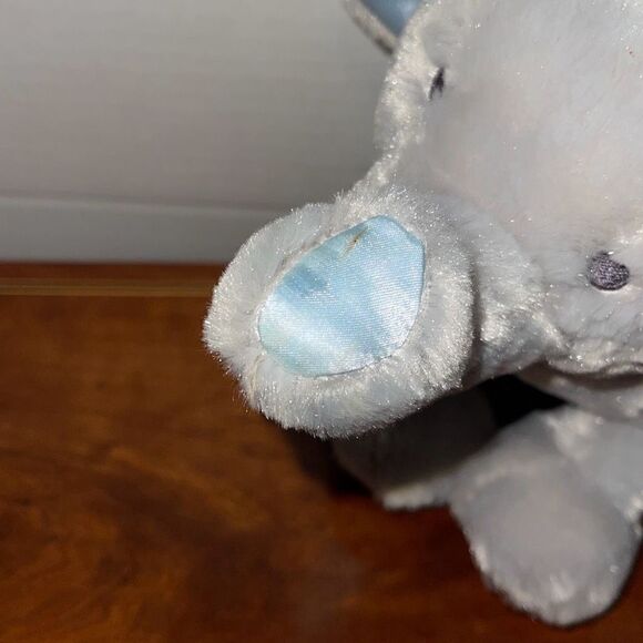 BABY GUND EMMET 10” Super Soft Baby Elephant blue satin details Chime Rattle Toy - Picture 12 of 12